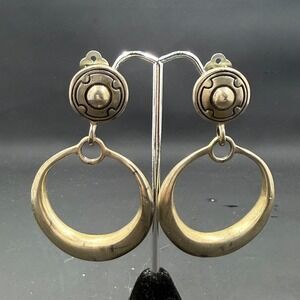 Lisa Jenks Sterling Silver Modernist Drop Earrings‎ – 2.5" Signed Clip-On